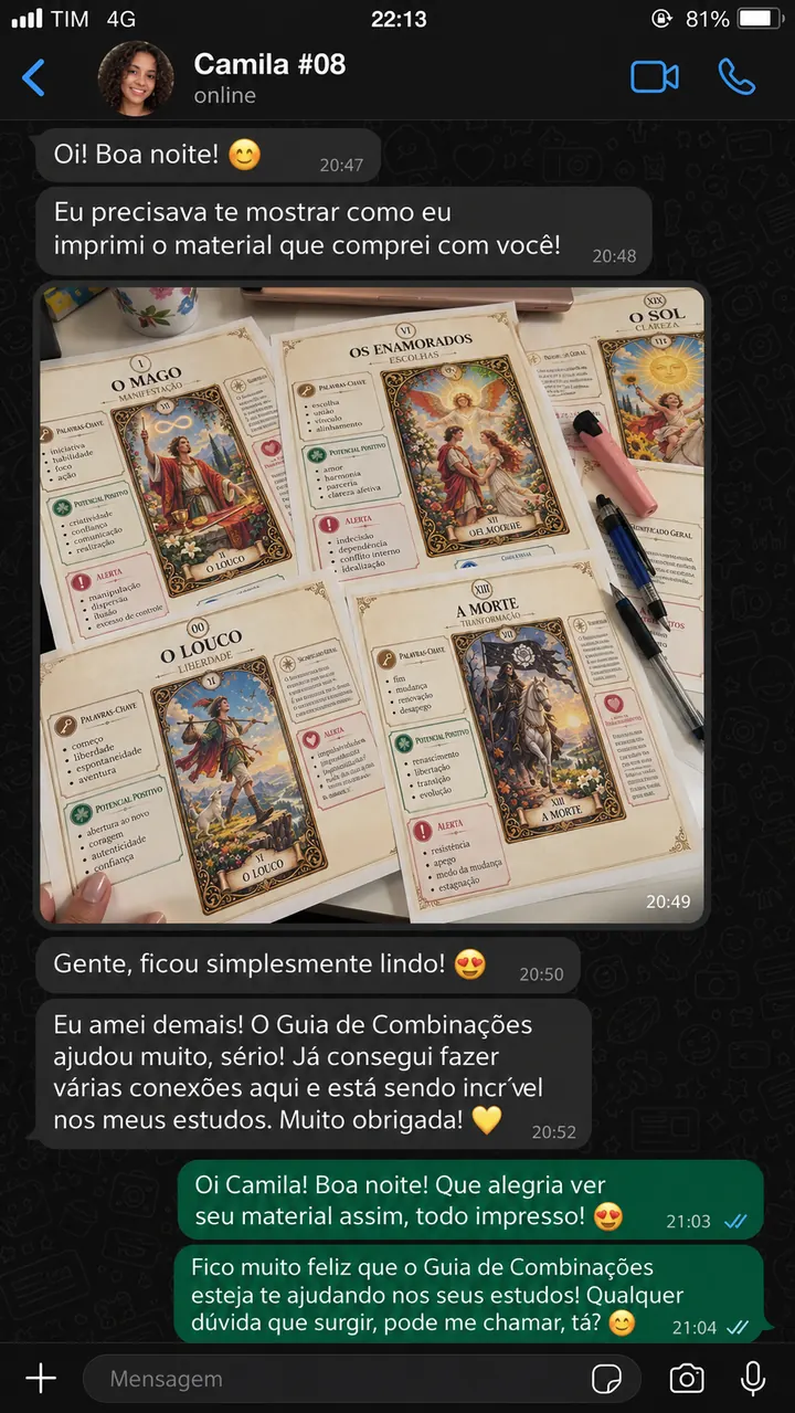 Print de conversa no WhatsApp com depoimento de cliente 2