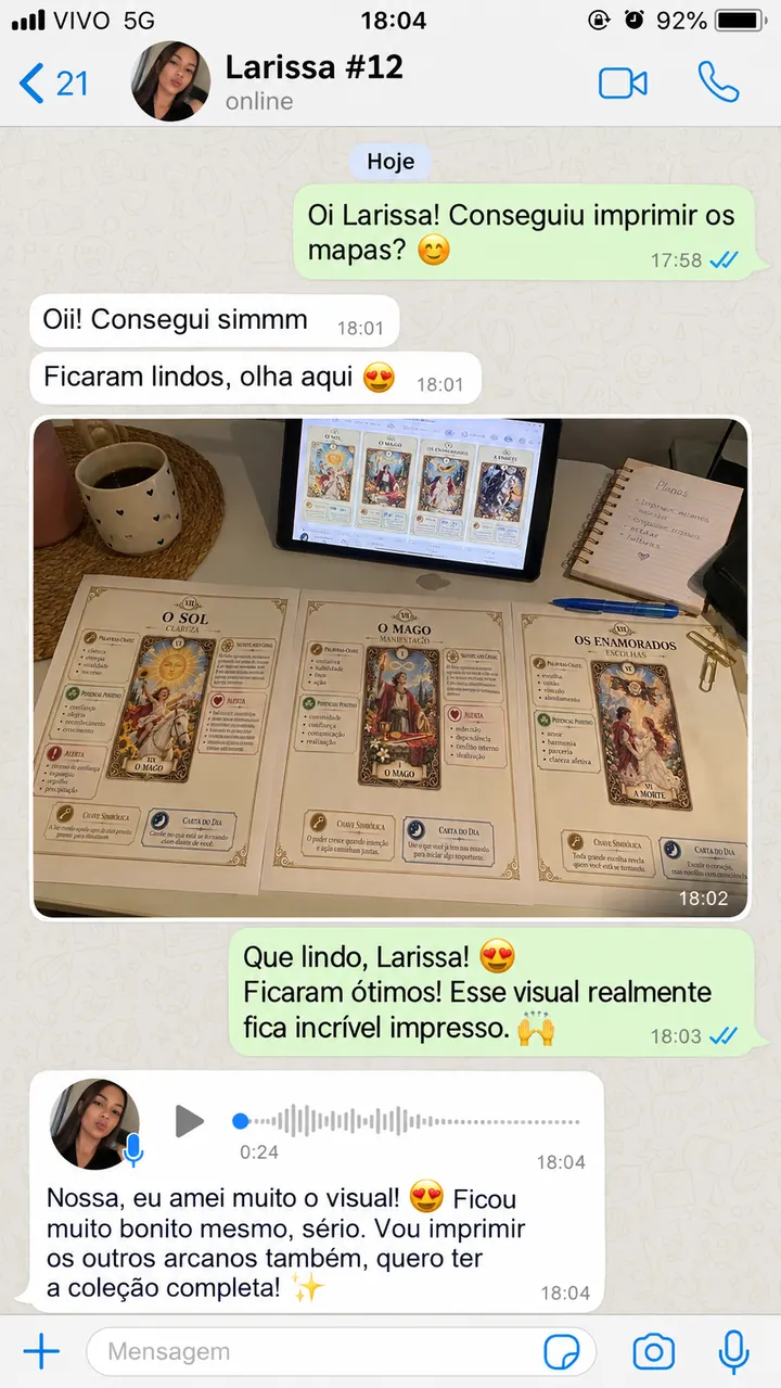 Print de conversa no WhatsApp com depoimento de cliente 4