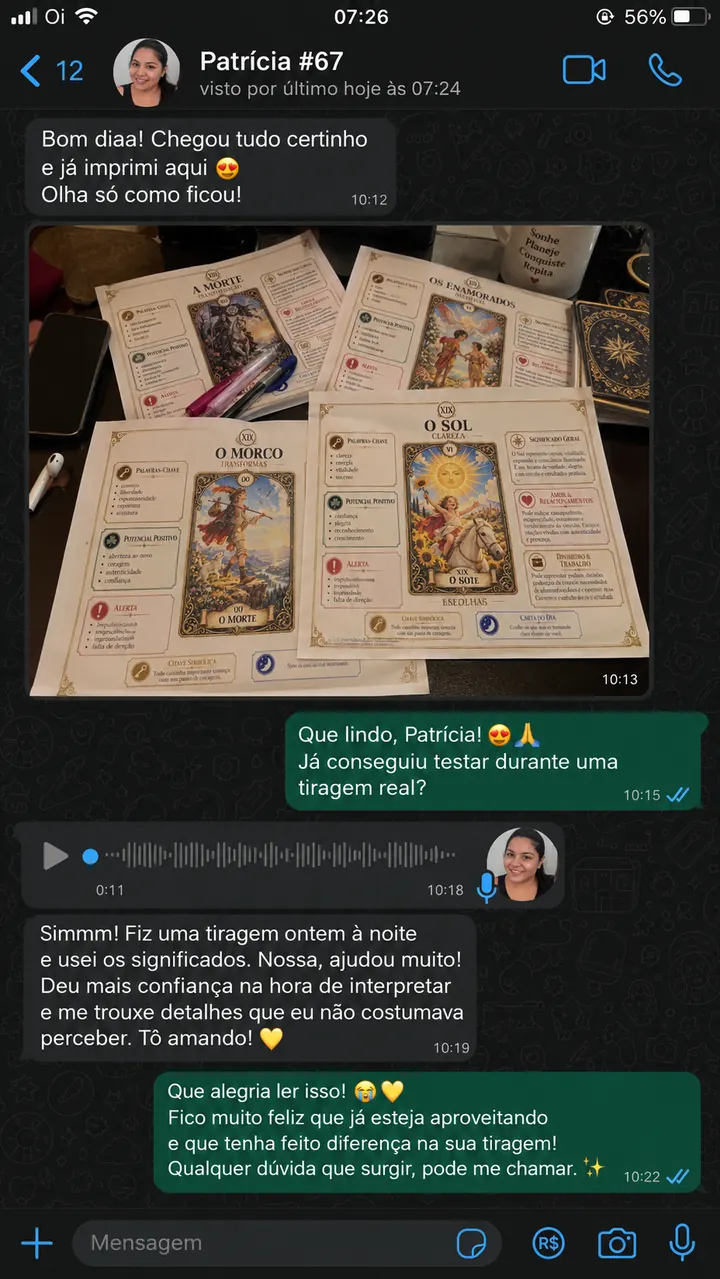 Print de conversa no WhatsApp com depoimento de cliente 5