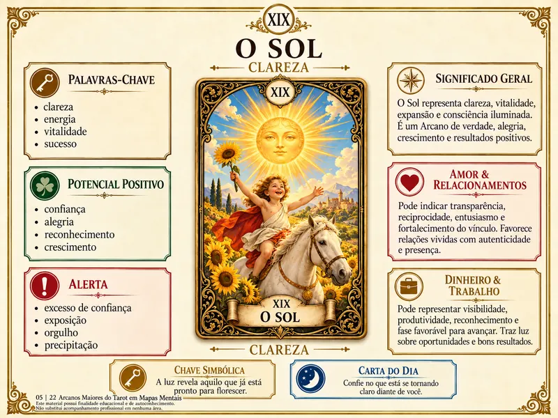 Mapa mental do Arcano XIX — O Sol